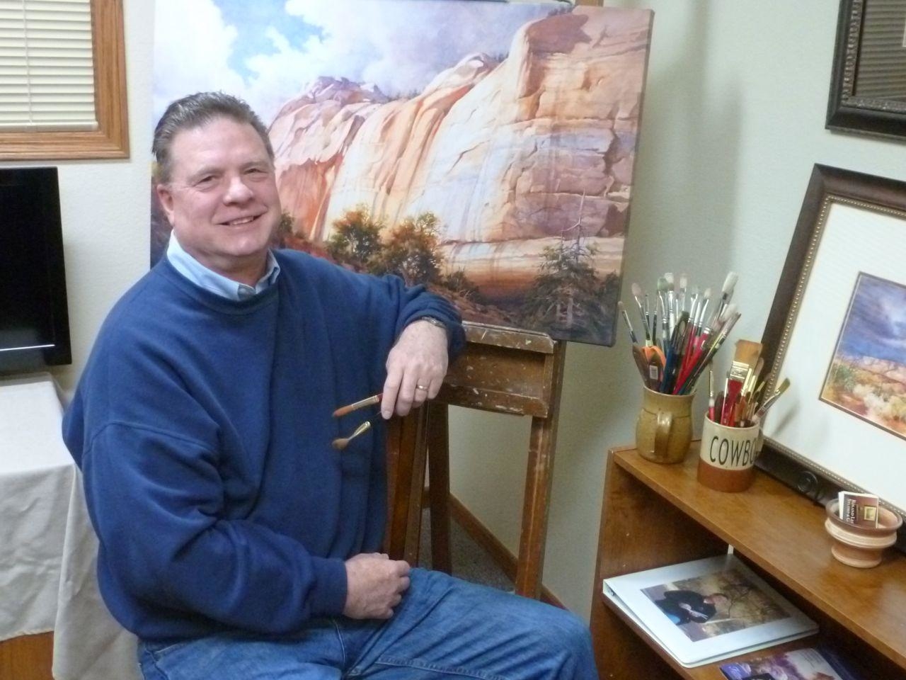 Roland Lee at his easel