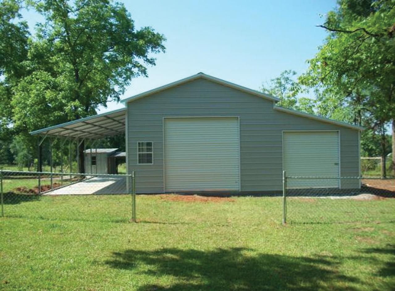 2 Car Garage with Side Lean-to