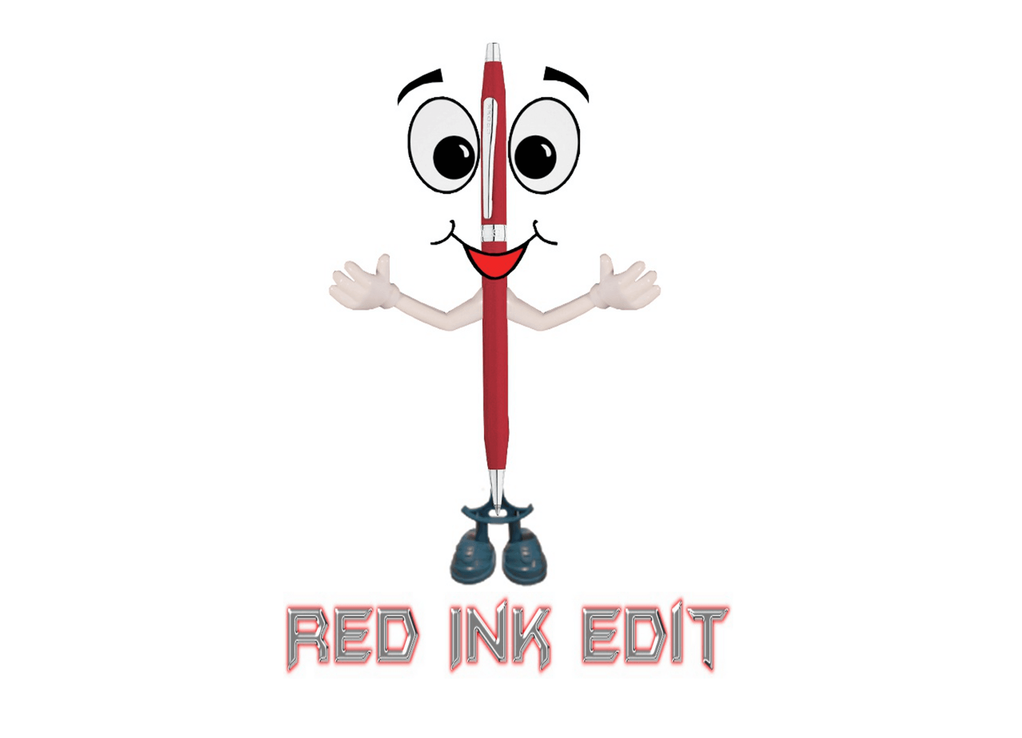 Red Ink Edit mascot, "Penny the Red Pen"