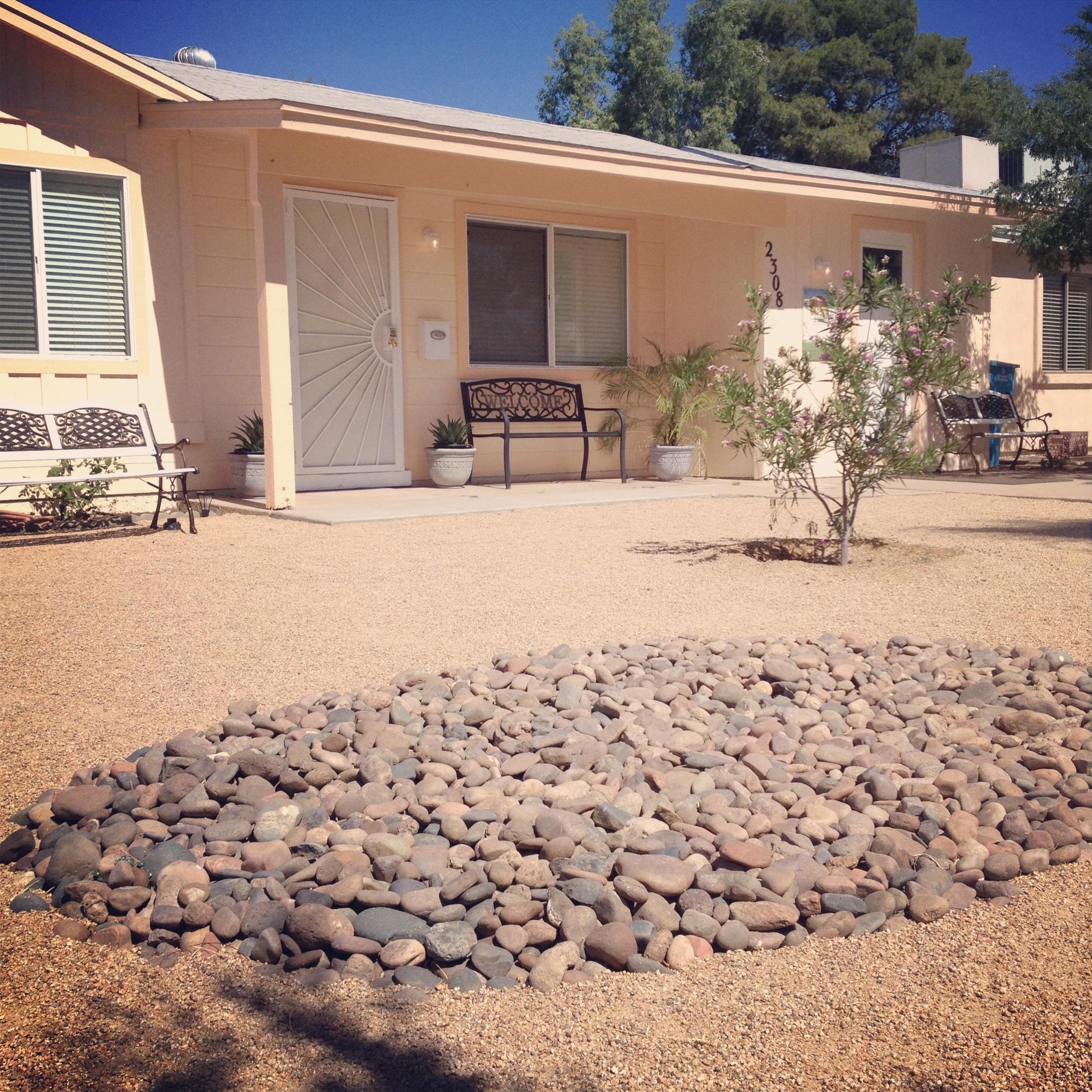 Meditation Rock Garden in the front yard of Yoga Phoenix