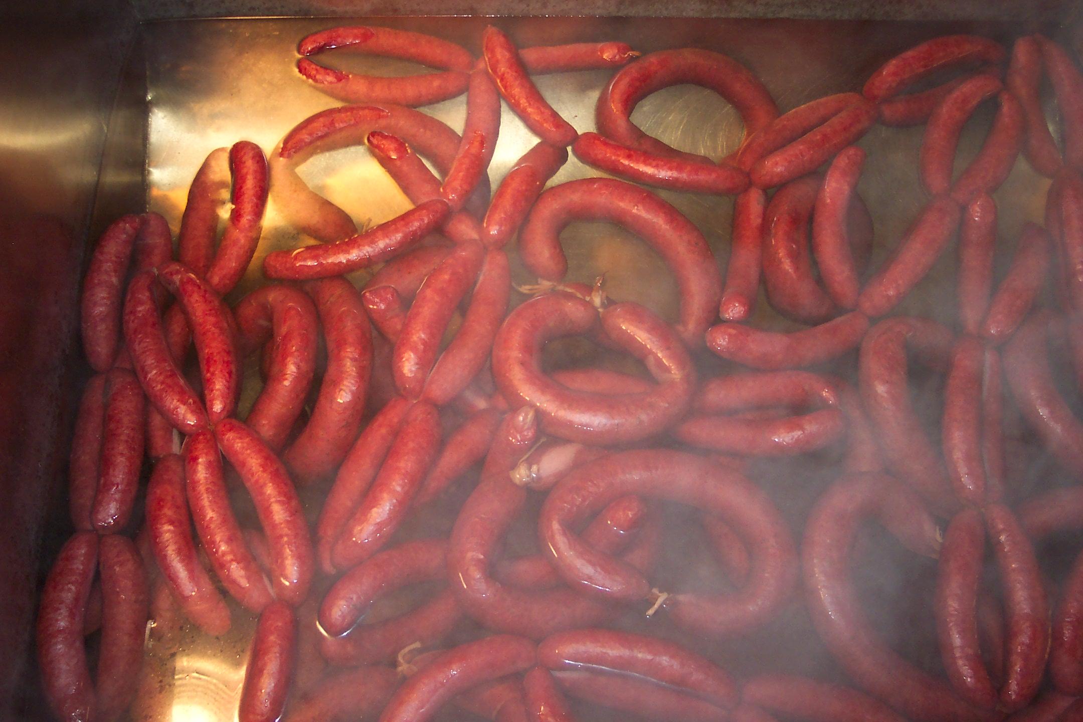 Sausage in cook kettle