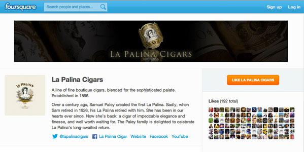 La Palina Cigars Foursquare Marketing