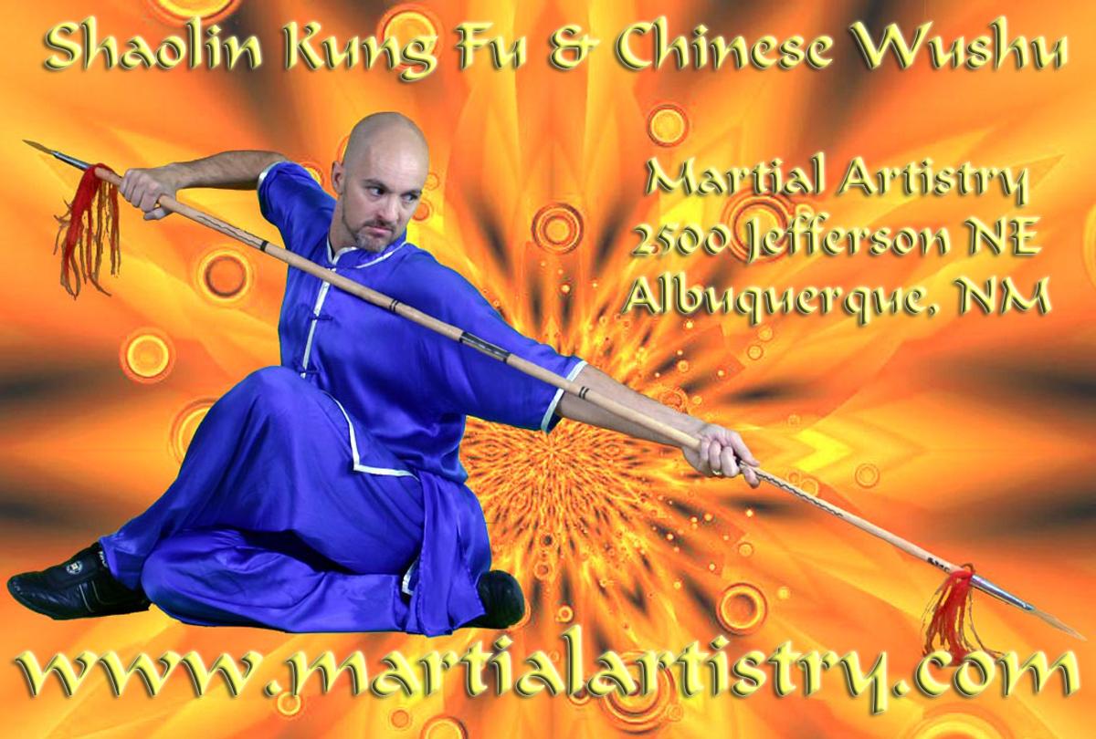 Instructor Brian Baker, Martial Artistry Shaolin Kung Fu & Chinese Wushu Albuquerque NM - kung fu, wushu, martial arts "karate" and Chinese weapons instruction for adults and kids age 3 and up.