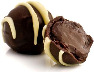 Cocopotamus chocolate truffles with smooth, creamy, melt-in-your-mouth chocolate fudge center.  Cocopotamus are all gluten free chocolates.