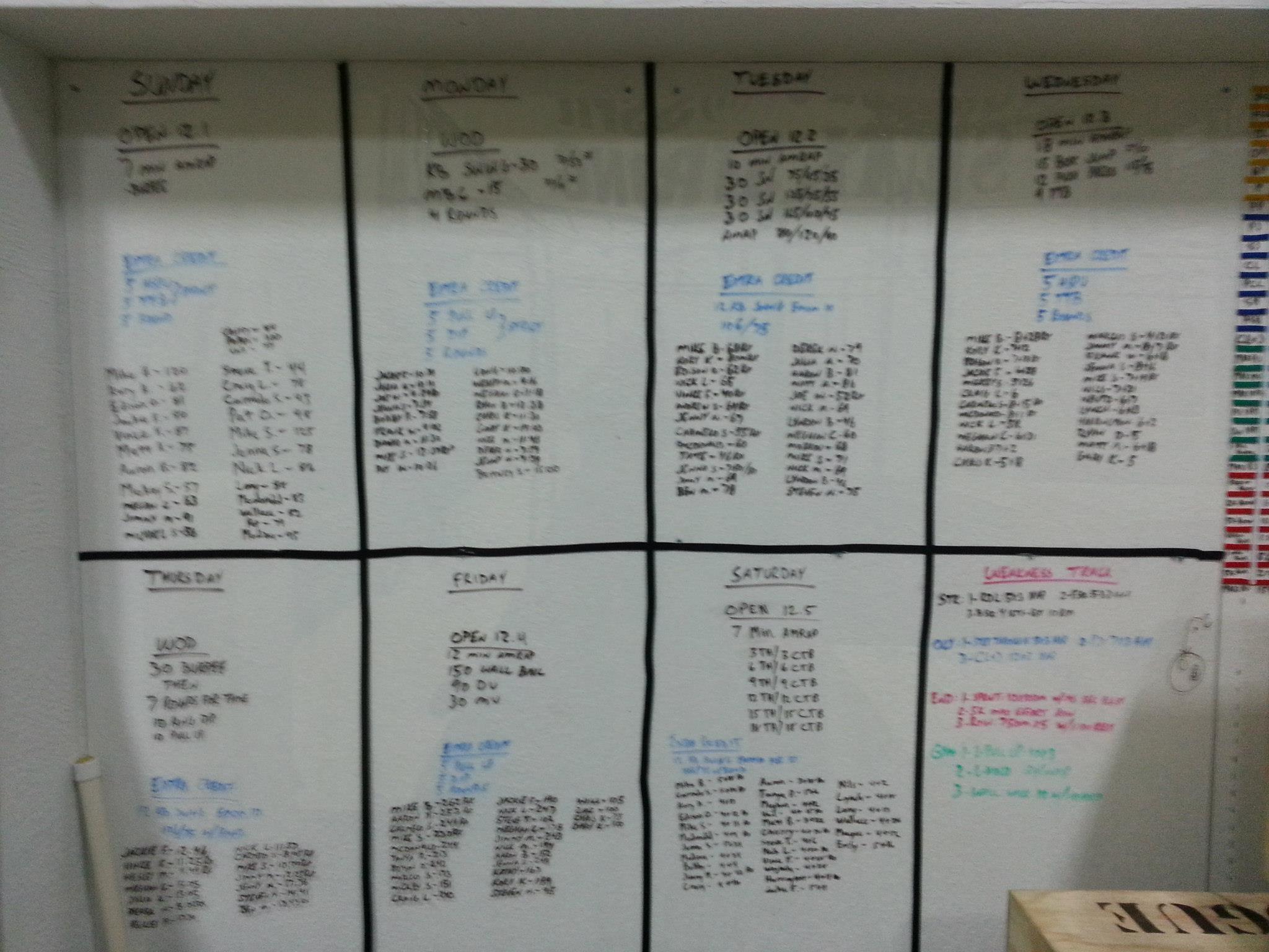 Caged CrossFit Weekly Whiteboard