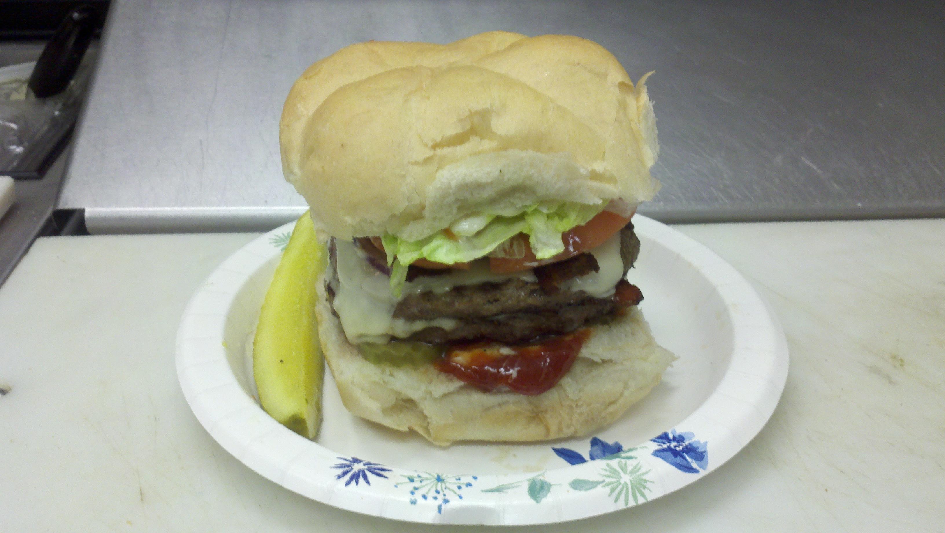 Double Bacon 1/4 lb cheese burger deluxe