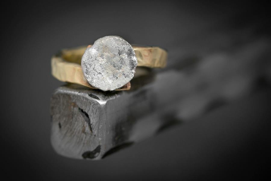 Hammered Brass and Silver Ring