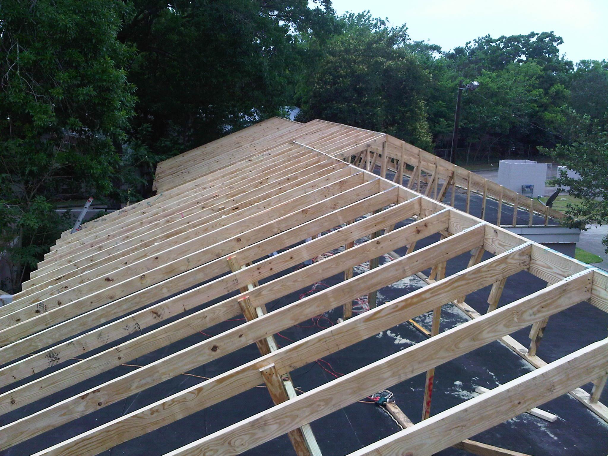 Roofing- Roof Framing- Commercial Roof from a Flat roof to a Pitch Roof- Ultimate Constructors, LLC. Houston, TX www.UltimateConstructors.com