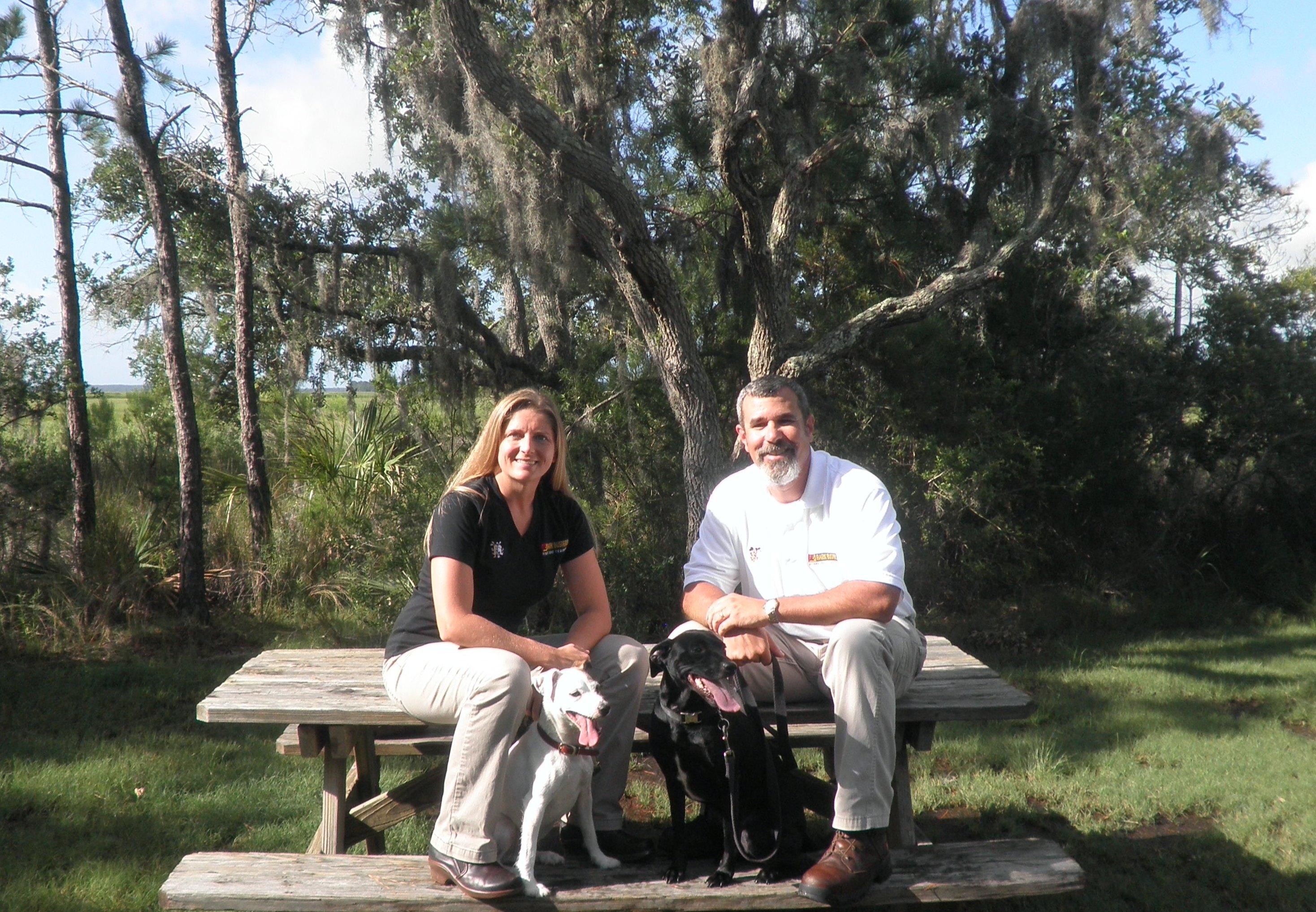 James and Michelle with our dog's Jack& Roo.