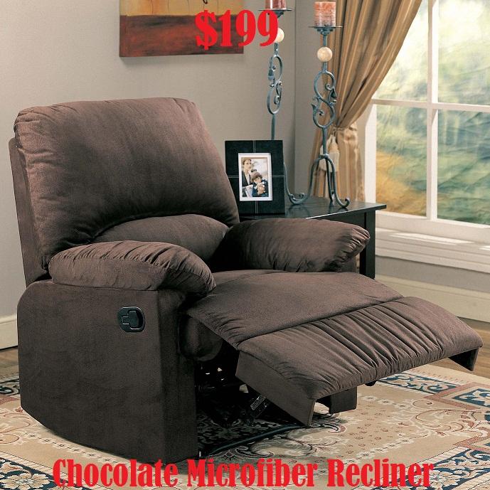 $199 Chocolate Microfiber Recliner SALE