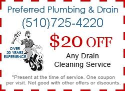 Berkeley Plumber Coupon - $20 Any Drain Cleaning Service