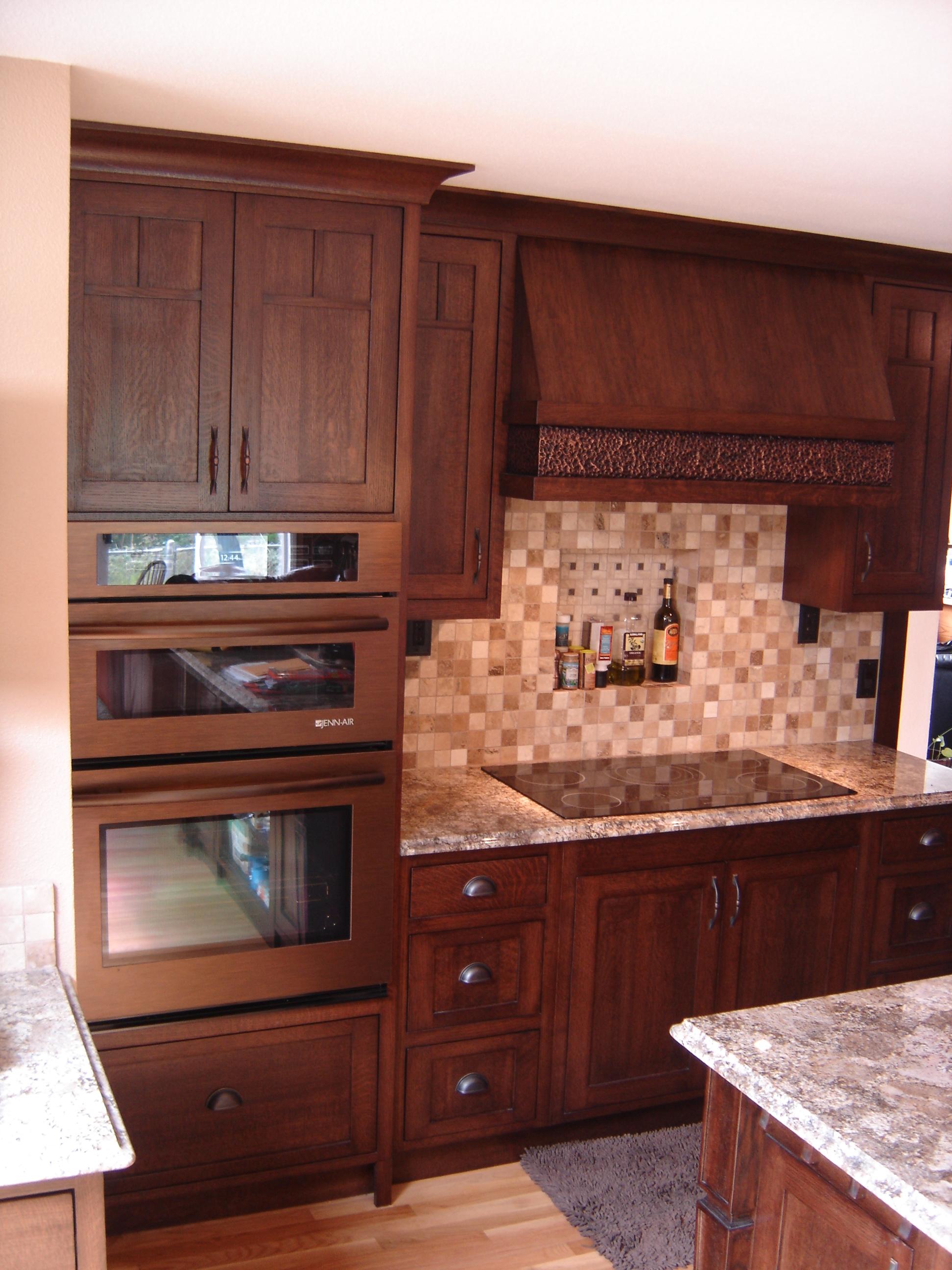 The kitchen featured quarter sawn red oak.