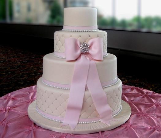 Pink and White Wedding Cake