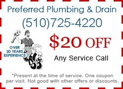 Berkeley Plumber Coupon - $20 Off Any Service Call