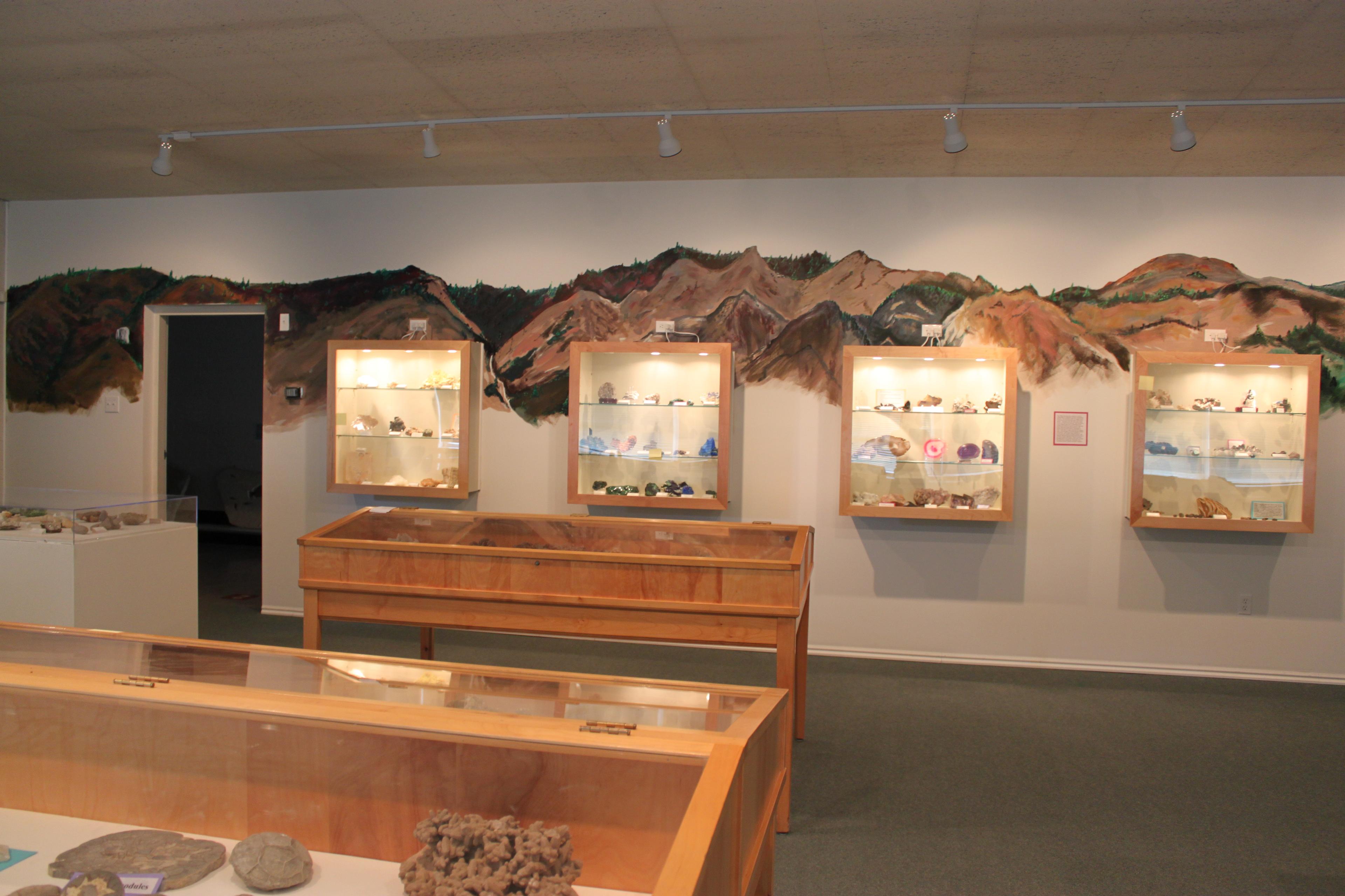 Display of minerals at the Box Elder Museum