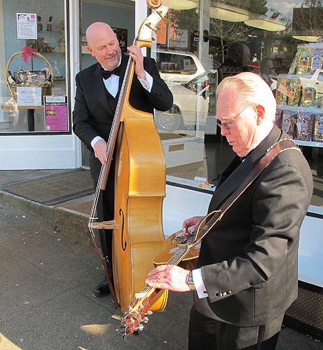 Papa and Papa's Papa playing in front of Store