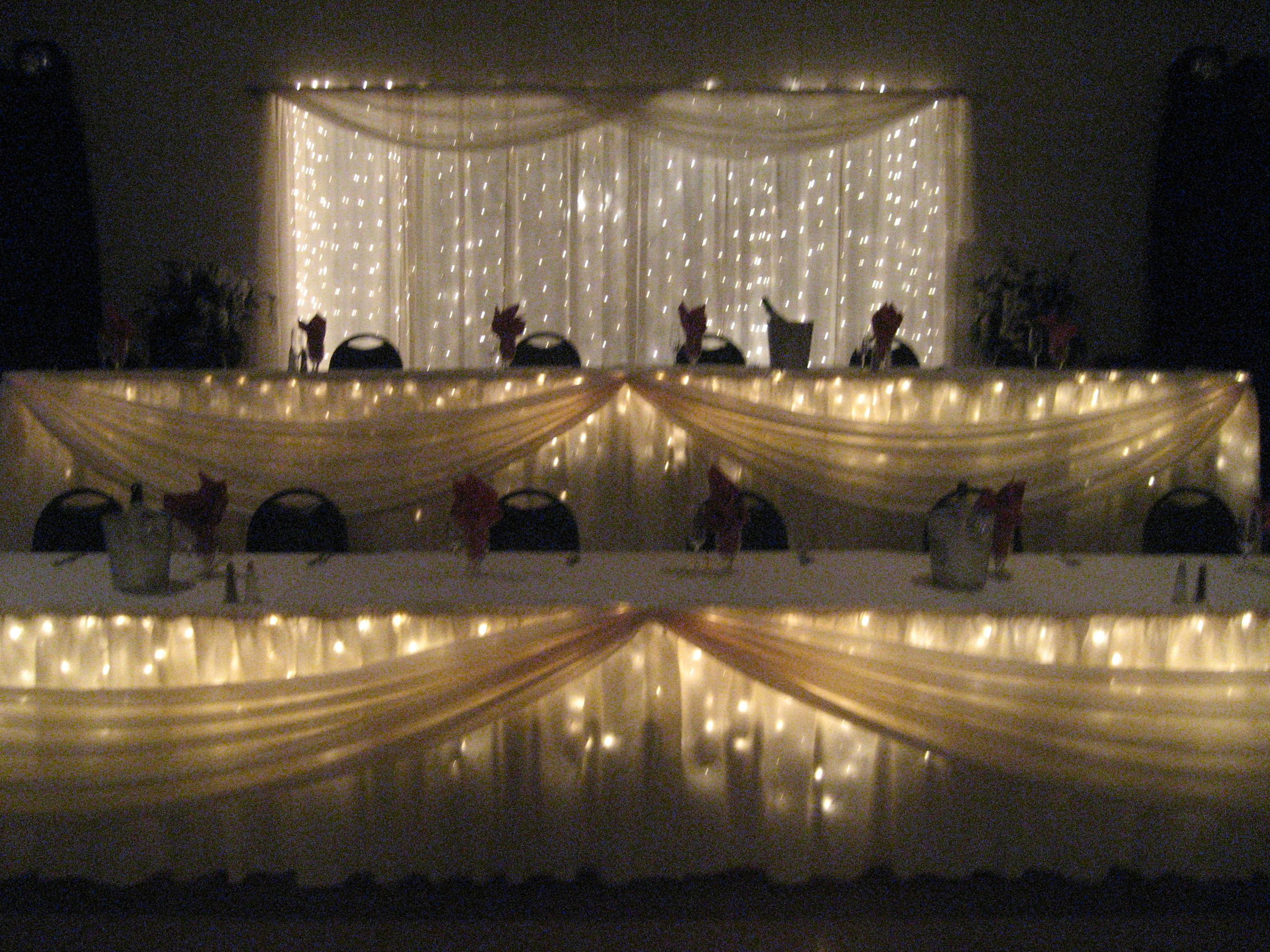 a beautifully decorated head table at Sunrise