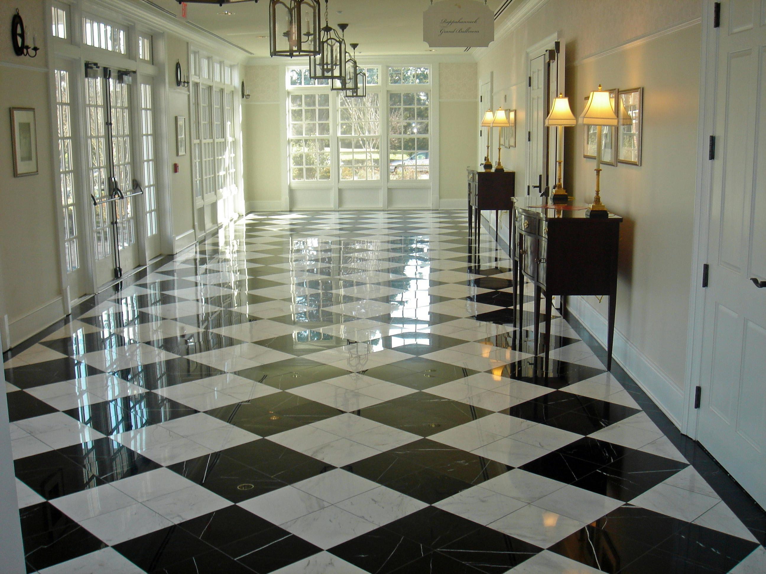 Tile Floor Large Hallway Checkerboard