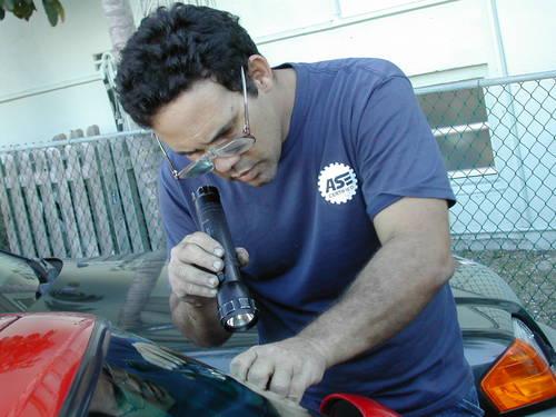 Pedro Inspecting a car