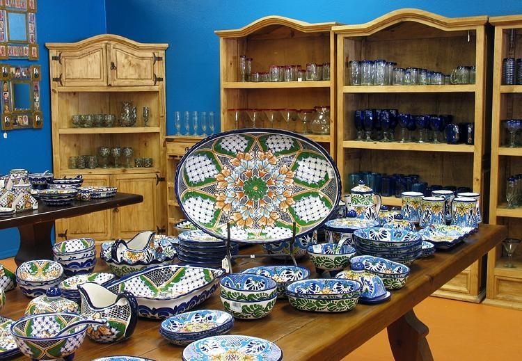 Talavera pottery and Mexican glassware