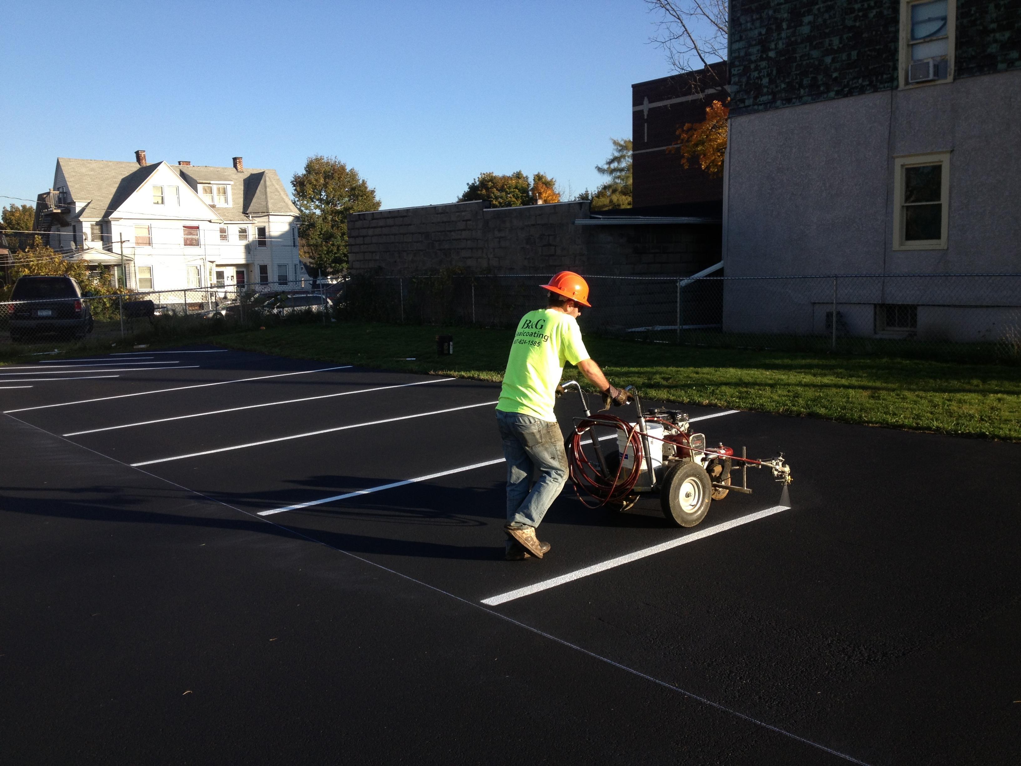 Commercial sealcoating and line striping