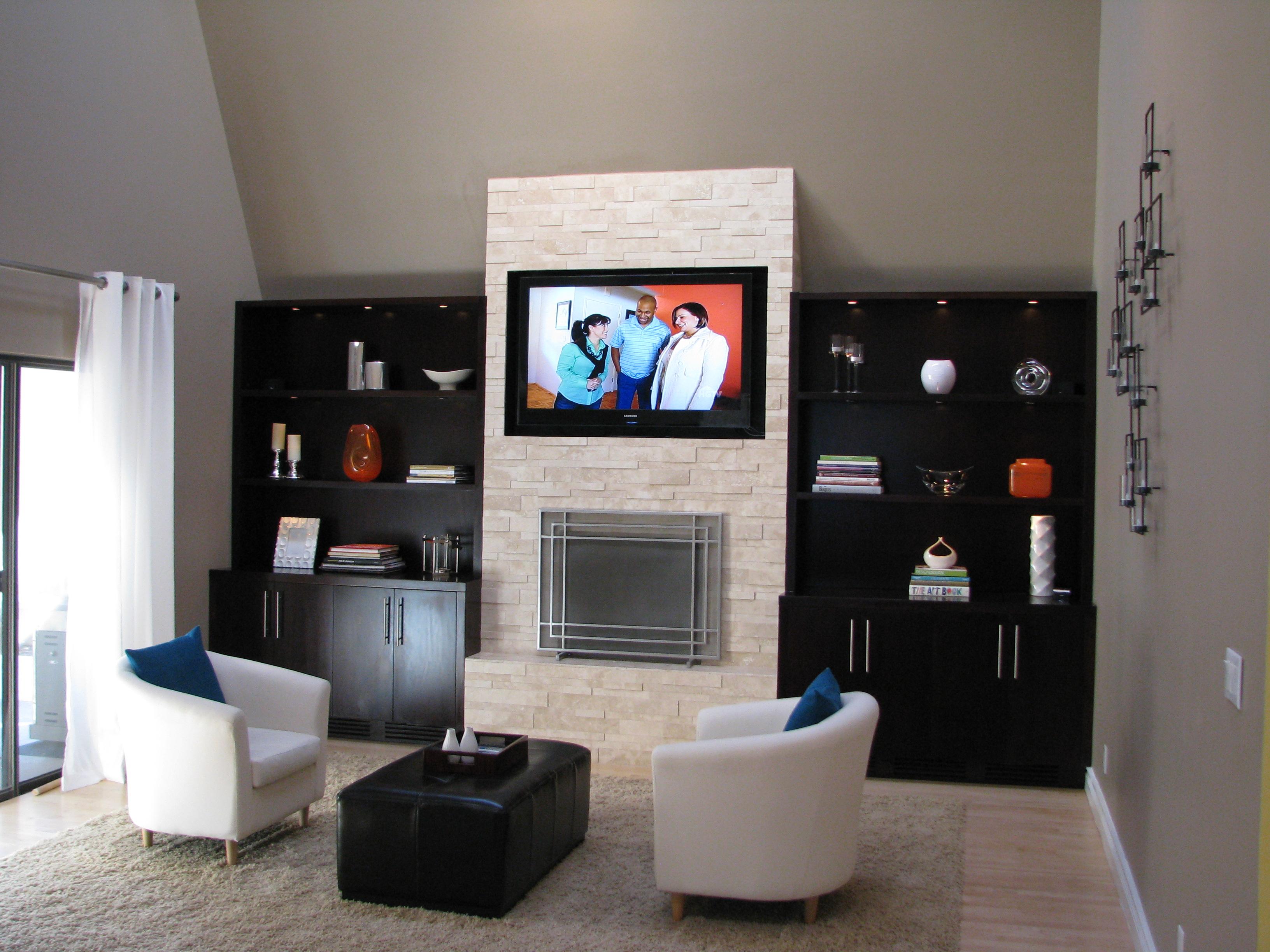 Stacked Stone Fireplace Remodel