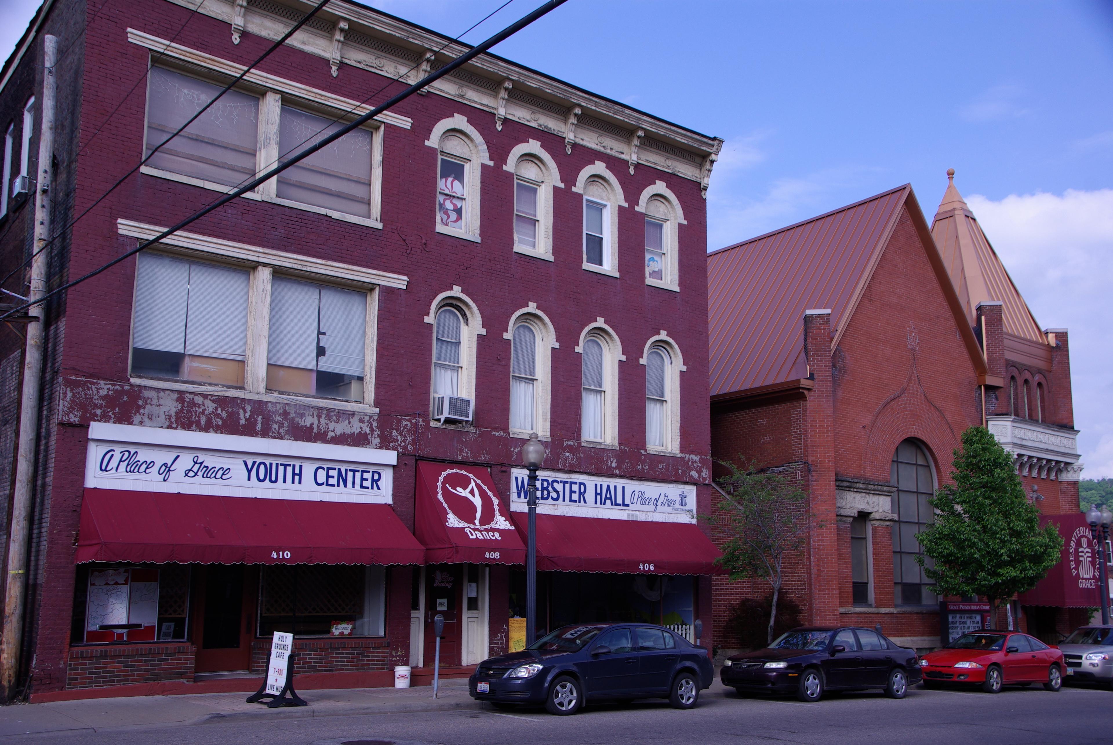 Holy Grounds Cafe & Webster Hall located on Hanover St.