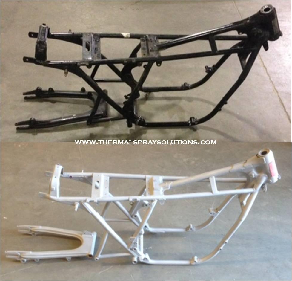 Sandblasting motorcycle frame