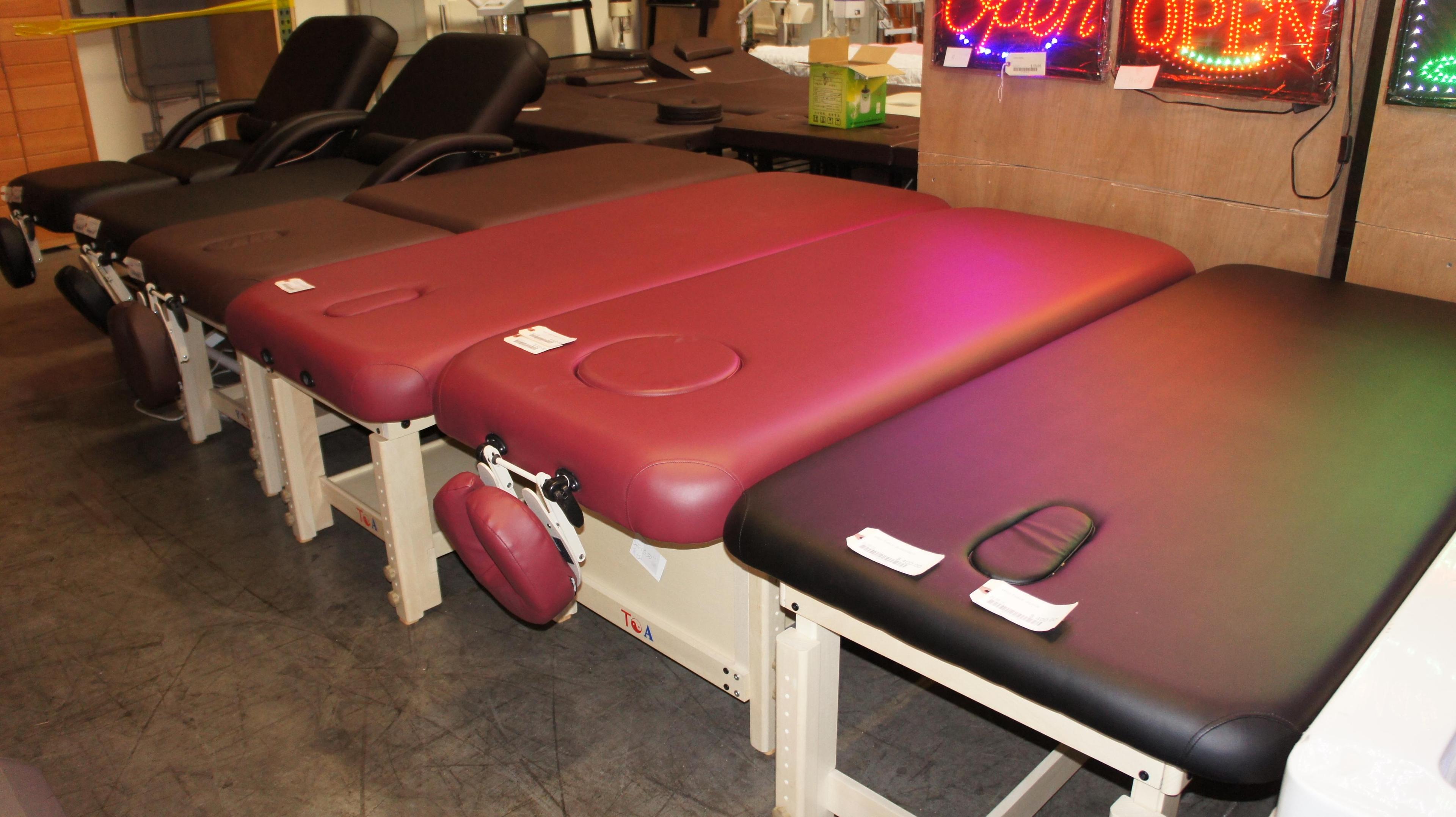 We have from massage tables and sofas to sheets and hot stones.