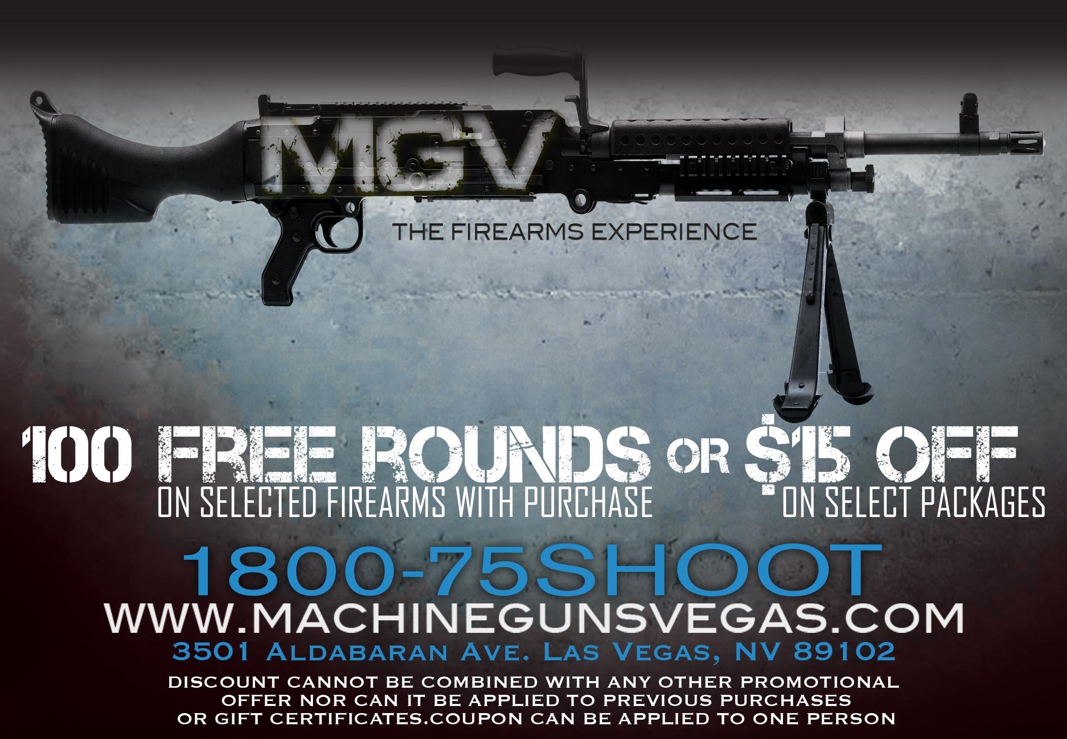 $15 off or 100 Free Rounds on Select Guns and Packages