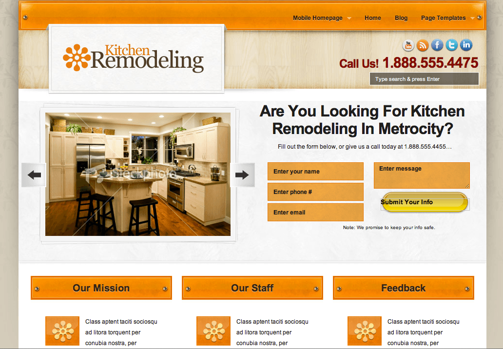 Home Remodeling Company Local Business Website Example