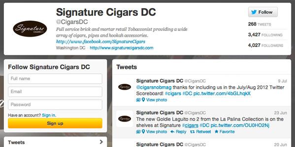 Signature Cigars Twitter Marketing