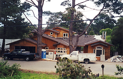 Major remodel in Pebble Beach, cascading roofs