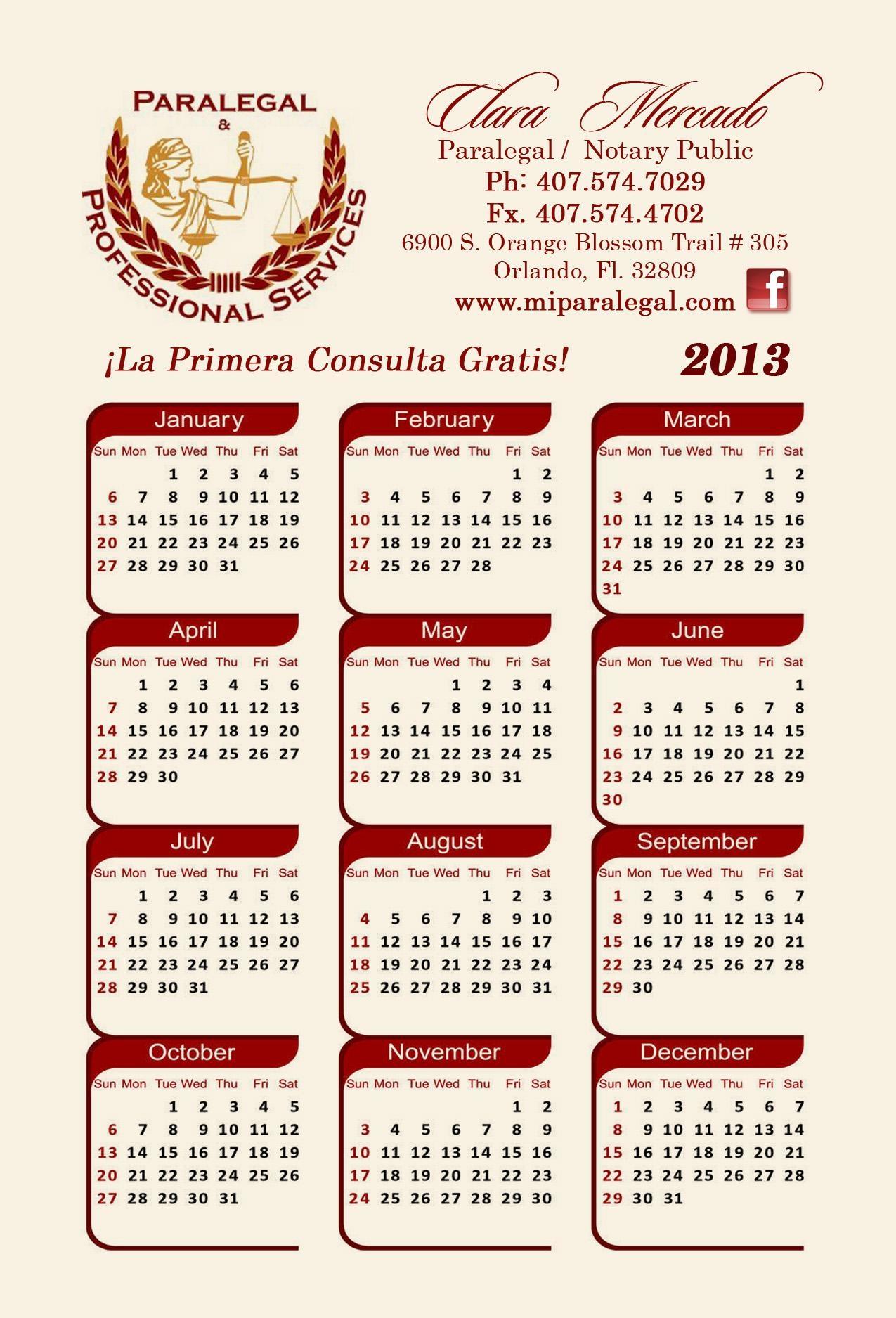 2013 Calendar