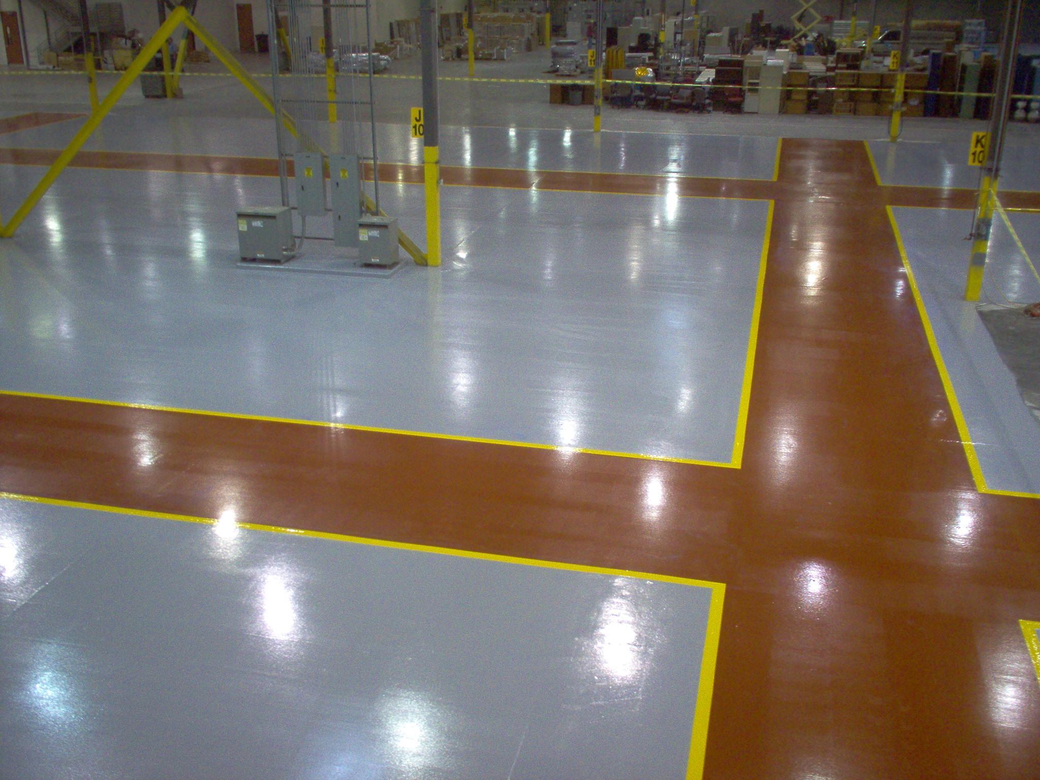 Epoxy Flooring with Aisles and Safety Striping