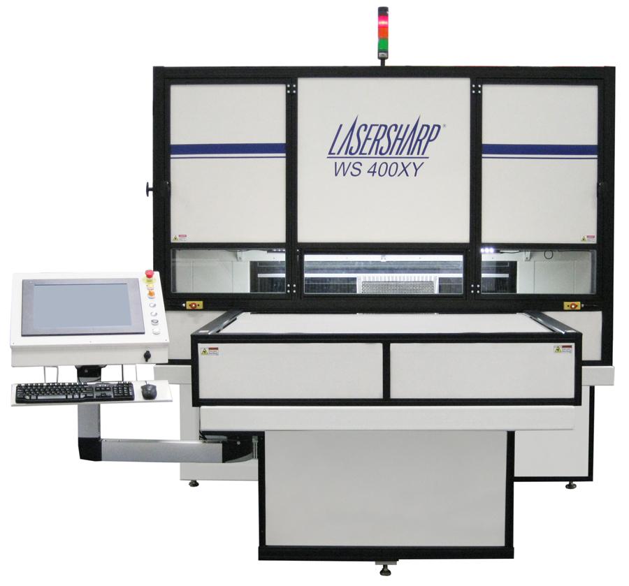 LaserSharp WorkStation XY with steered and fixed beam laser processing options for large format materials.