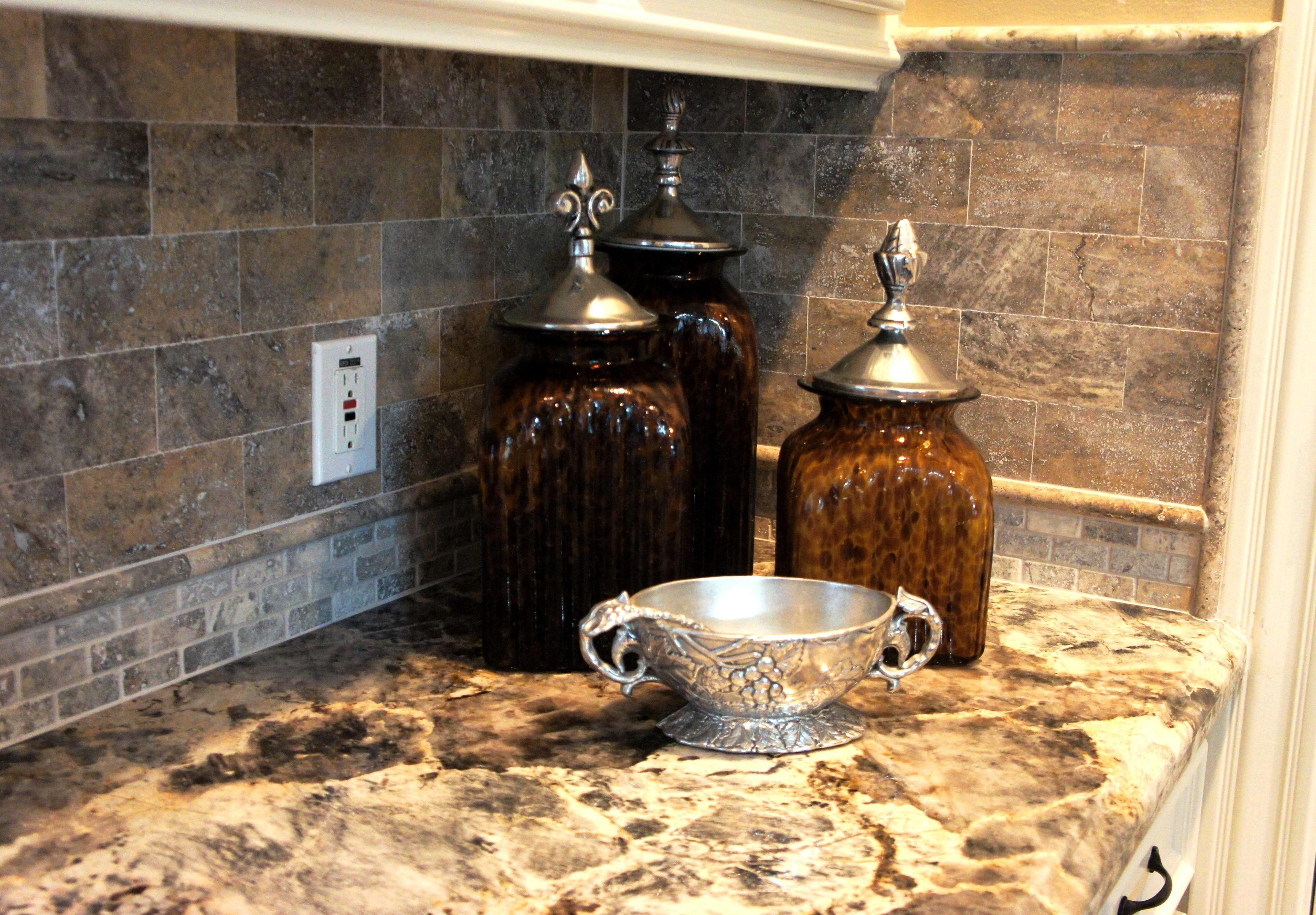 Travertine Backsplash Installation