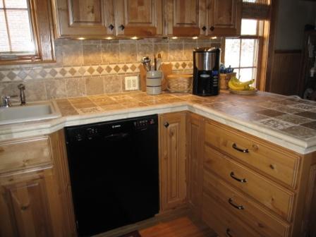 Kitchen with Birch Cabinets and DalTile Counters