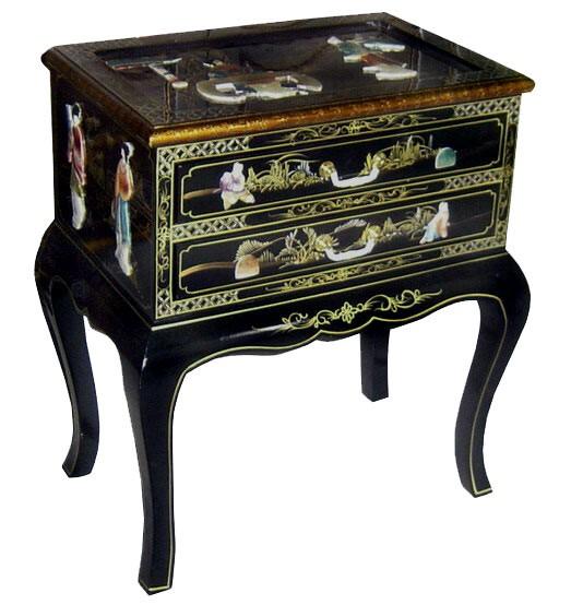 Oriental Furniture Lacquered High Legs 2 Drawers Chest