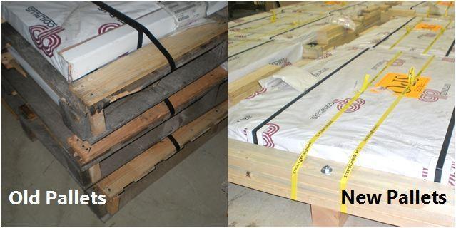 Before & After Re-Palletizing for Export Shipment