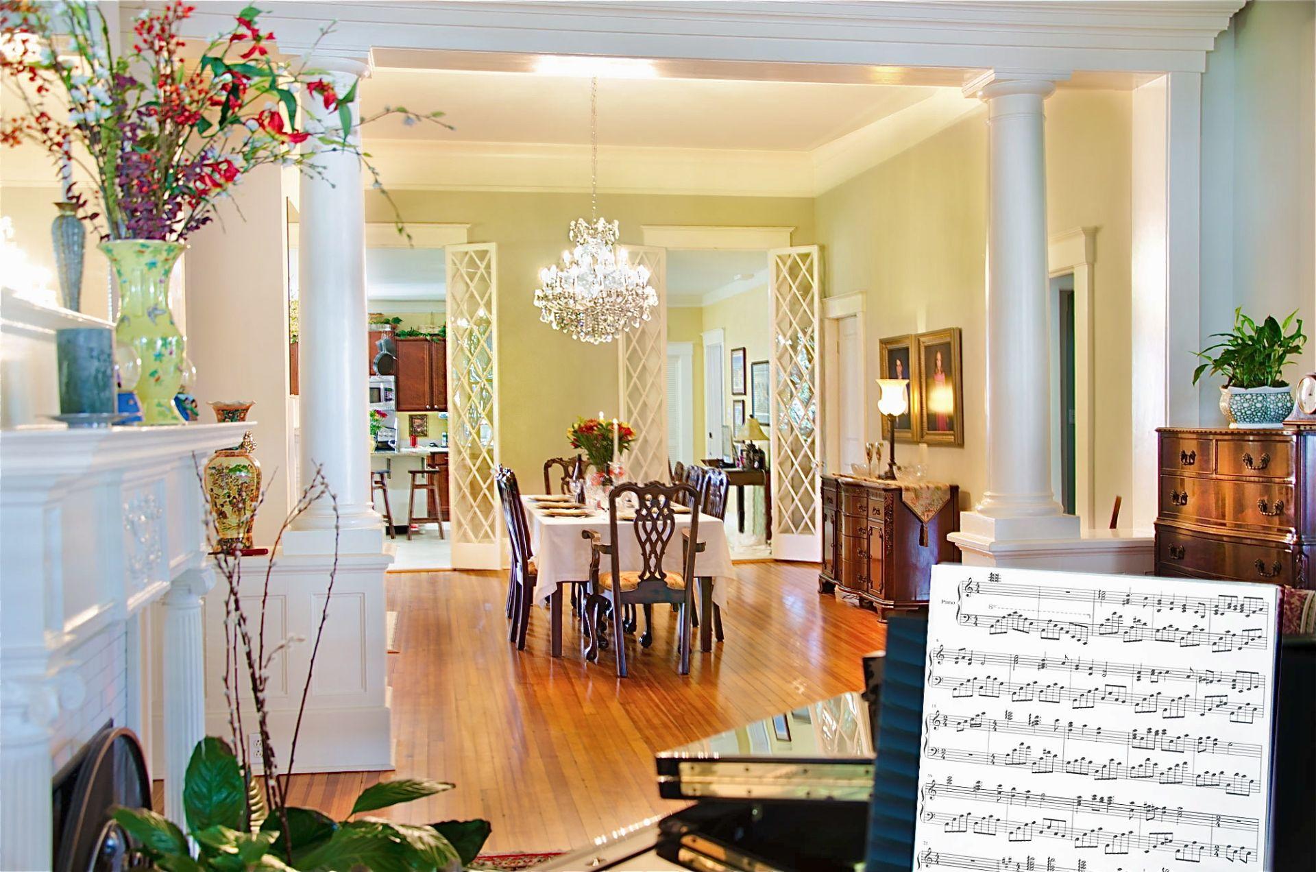 Parlor with baby grand in the Mansion