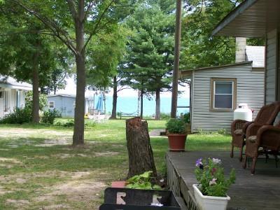 View from cottage 4 deck to show cottages and Lake Huron