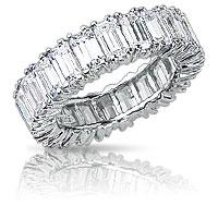 Cubic Zirconia Emerald Cut Eternity Band in 14K White Gold