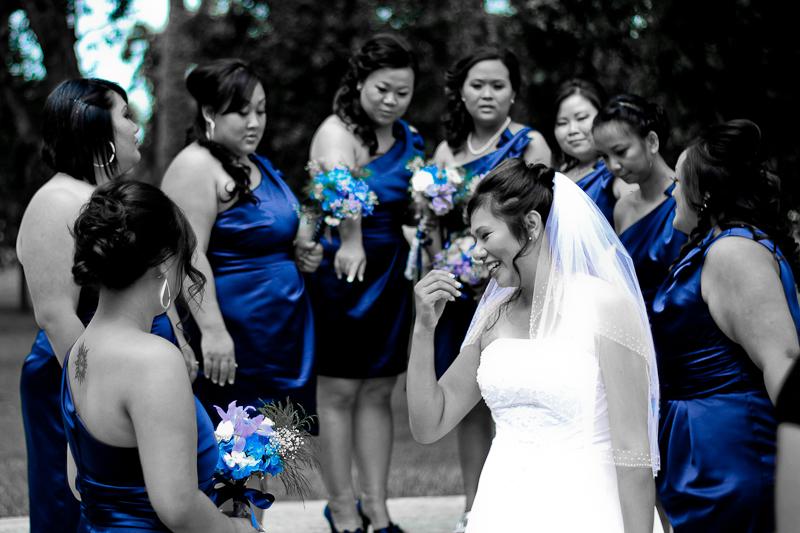 Group shot of bridesmaids and bride