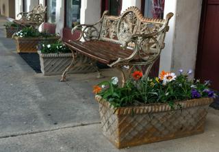 Bird Dog Benches in front of Josephine