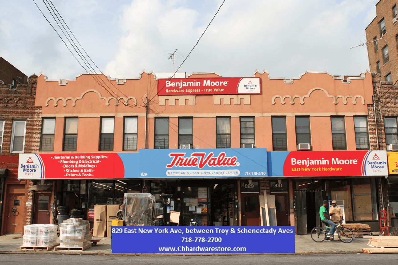 Hardware Express True Value is Located at 829 East New York Avenue, (between Troy Avenue & Schenectady Avenue), in Crown Heights,  TelePhone 718-778-2700    www.CHTRUEVALUE.COM