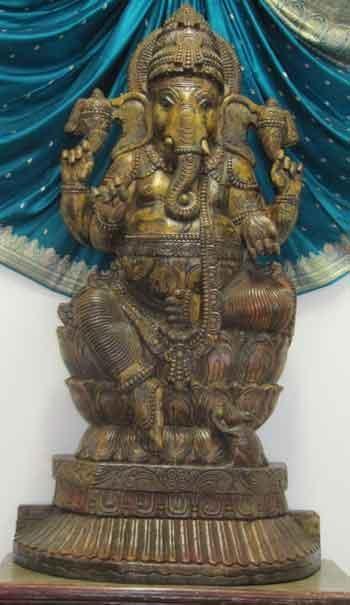 Bleu Moon Furniture - Large Ganesh wood carving - bleumoon.us