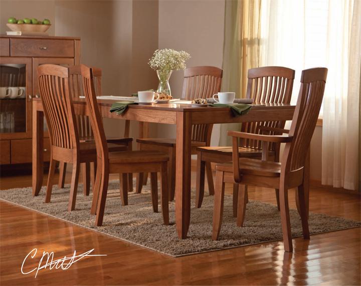 Customizable dining room furniture in solid cherry, maple, walnut and oak