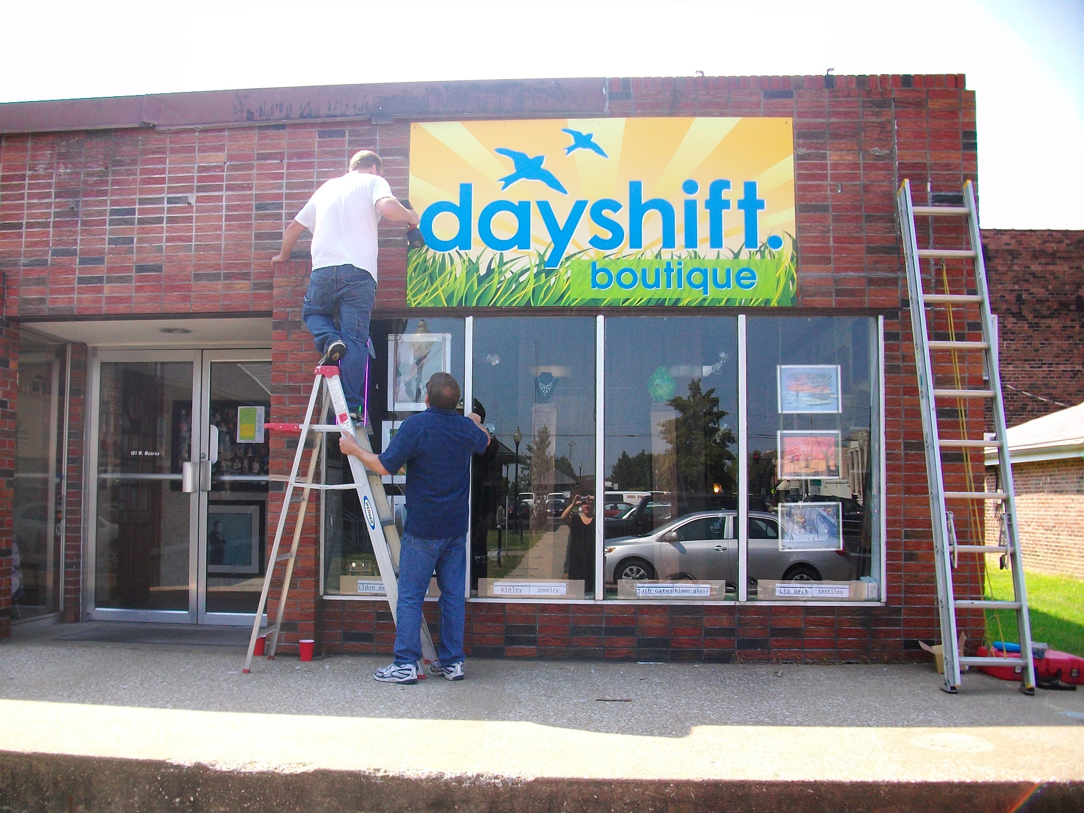 Dayshift storefront with new sign