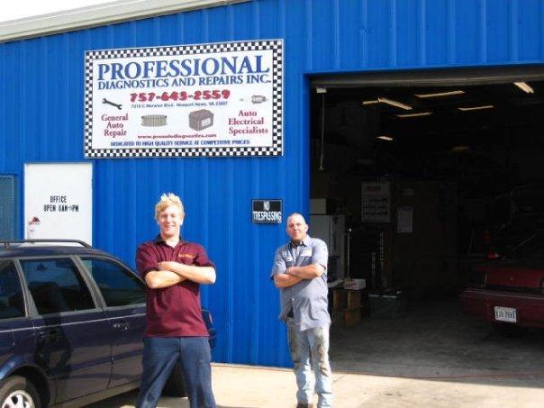 The owner and a technician clowning around on a nice spring day!